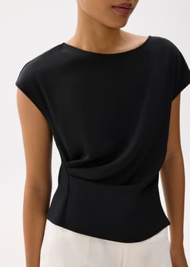 Rhea Boat Neck Drape Blouse