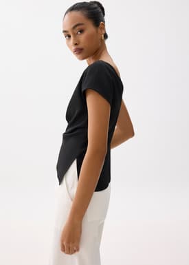 Rhea Boat Neck Drape Blouse