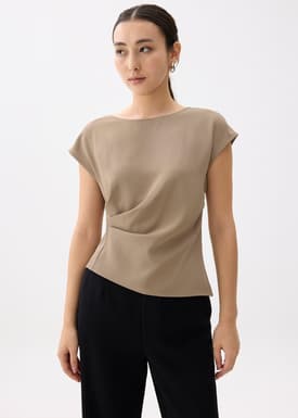 Rhea Boat Neck Drape Blouse