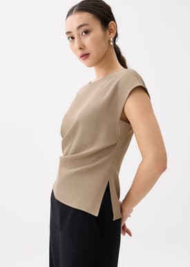 Rhea Boat Neck Drape Blouse