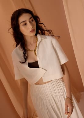 Casey Textured Boxy Crop Shirt