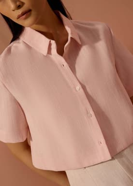 Casey Textured Boxy Crop Shirt