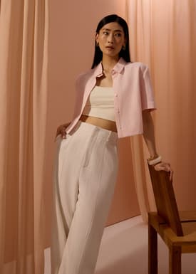 Casey Textured Boxy Crop Shirt