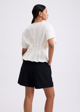 Mariko Boat Neck Peplum Kimono Blouse