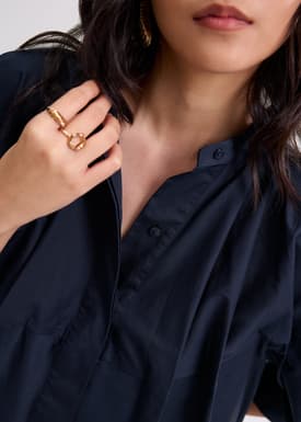 Meiying Relaxed Poplin Mandarin Collar Shirt