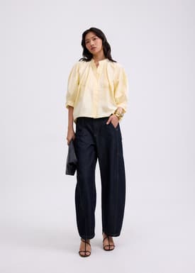 Meiying Relaxed Poplin Mandarin Collar Shirt