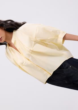 Meiying Relaxed Poplin Mandarin Collar Shirt