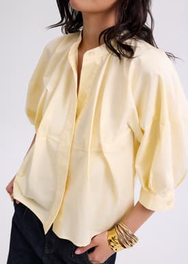 Meiying Relaxed Poplin Mandarin Collar Shirt