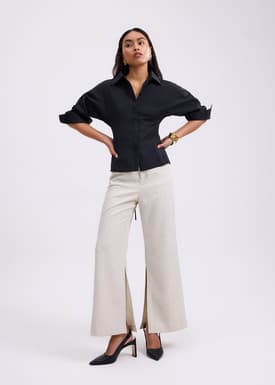 RuchedReady® Lily Cinch Waist Collared Shirt