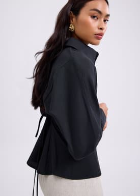 RuchedReady® Lily Cinch Waist Collared Shirt