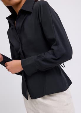 RuchedReady® Lily Cinch Waist Collared Shirt