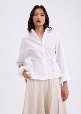 RuchedReady® Lily Cinch Waist Collared Shirt