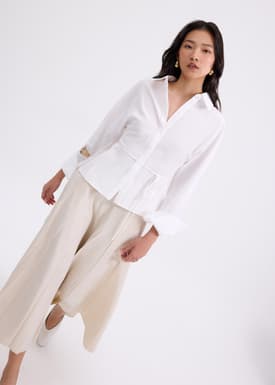 RuchedReady® Lily Cinch Waist Collared Shirt