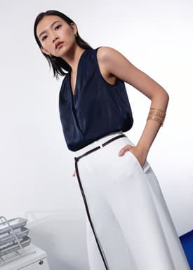 Ada Satin V-neck Wrap Top