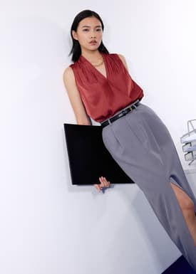 Ada Satin V-neck Wrap Top