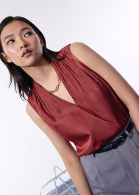 Ada Satin V-neck Wrap Top