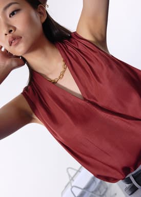 Ada Satin V-neck Wrap Top