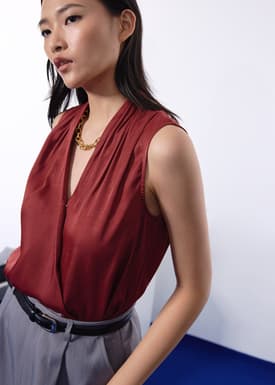 Ada Satin V-neck Wrap Top