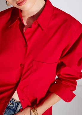 RuchedReady® Riley Relaxed Cotton Button Down Shirt