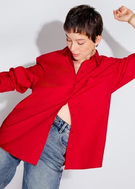 RuchedReady® Riley Relaxed Cotton Button Down Shirt