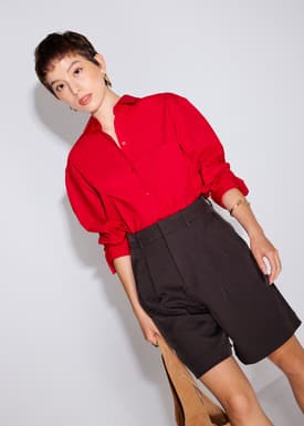 RuchedReady® Riley Relaxed Cotton Button Down Shirt