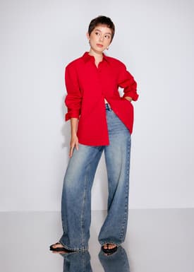 RuchedReady® Riley Relaxed Cotton Button Down Shirt