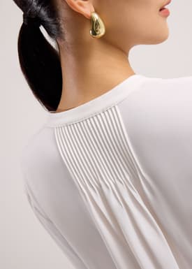 Chea Lace Trim Pintuck Button Down Blouse