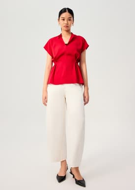 Ming Side Elastic Mandarin Collar Blouse