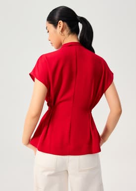 Ming Side Elastic Mandarin Collar Blouse