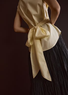 Ziyi Poplin Front Wrap Mandarin Collar Shirt