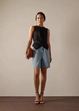 Tasya Knit Cross Over Round Neck Tank Top