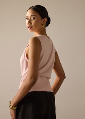 Tasya Knit Cross Over Round Neck Tank Top