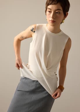 Tasya Knit Cross Over Round Neck Tank Top