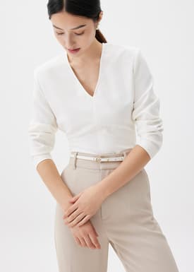 Moon Shoulder Padded V-neck Top