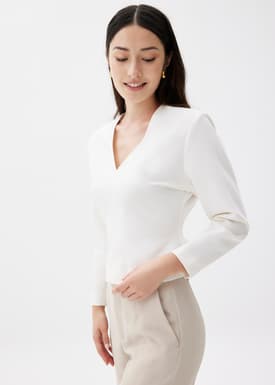 Moon Shoulder Padded V-neck Top