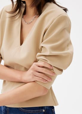 Moon Shoulder Padded V-neck Top