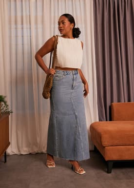 Dez Pleated Boat Neck Crop Top