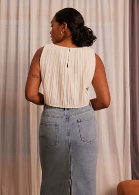 Dez Pleated Boat Neck Crop Top