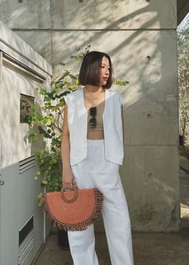 Anya Shoulder Padded Linen Tailored Vest