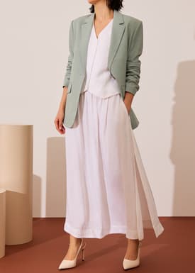 Anya Shoulder Padded Linen Tailored Vest