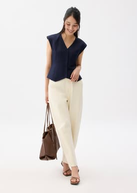 Anya Shoulder Padded Linen Tailored Vest