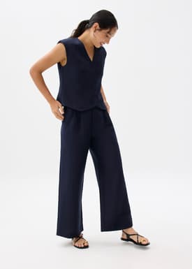 Anya Shoulder Padded Linen Tailored Vest