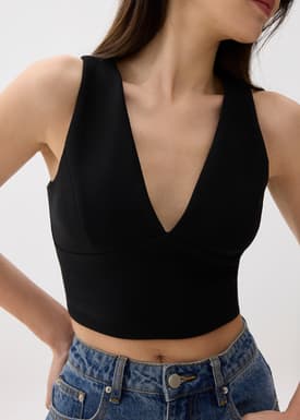 Wen Padded V-neck Crop Top