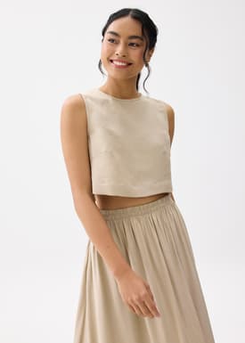 Liana Linen Crop Shell Top