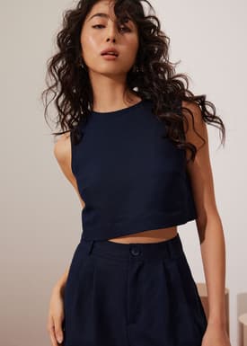 Liana Linen Crop Shell Top