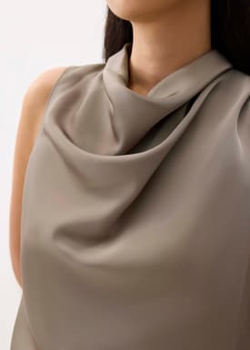 Daya Satin High Cowl Neck Top