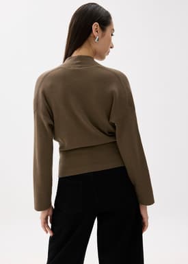 Emiko Relaxed Knit V-neck Wrap Top