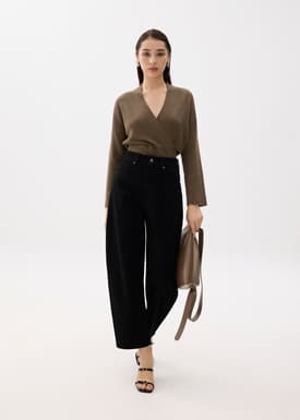 Emiko Relaxed Knit V-neck Wrap Top