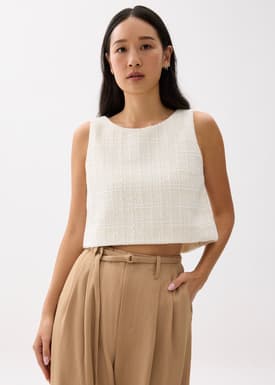 Kaori Tweed Crop Shell Top