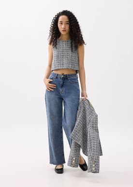 Kaori Tweed Crop Shell Top